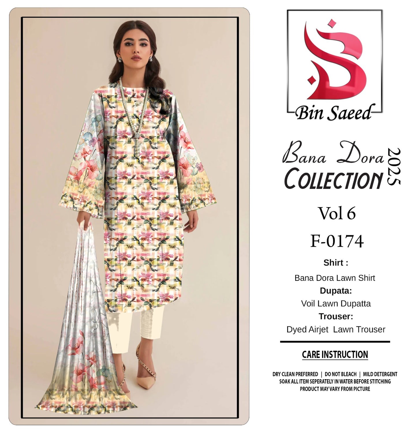 Binsaeed Bana Dora 3-Piece Lawn Suit | Summer Unstitched