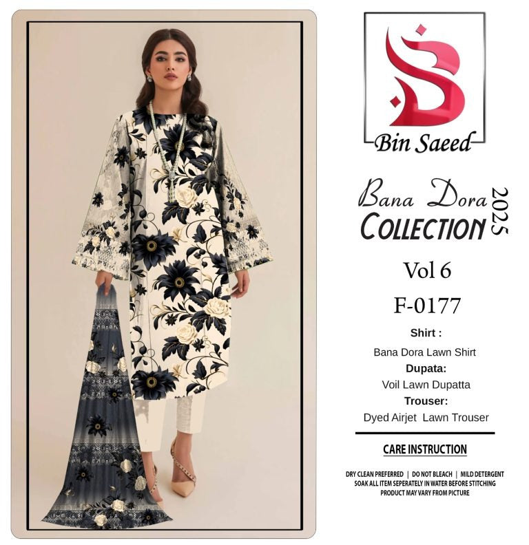 Binsaeed Bana Dora Lawn | 3-Piece Unstitched Suit ✨