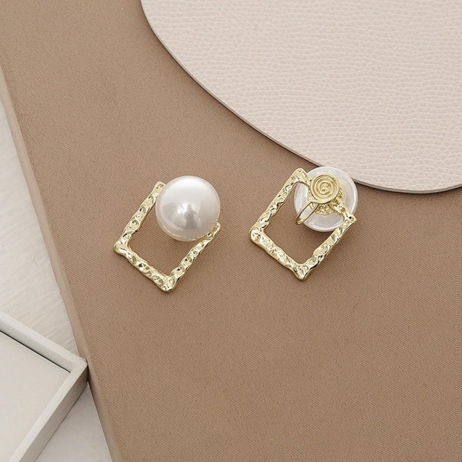 Korean Square Pearl Earrings | Casual & Ethnic Wear