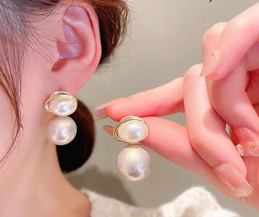Oval Marble Korean Earrings (Golden) | Women's Jewelry