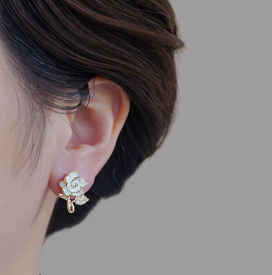 Korean Zircon Flower Leaf Earrings | Women’s Jewelry