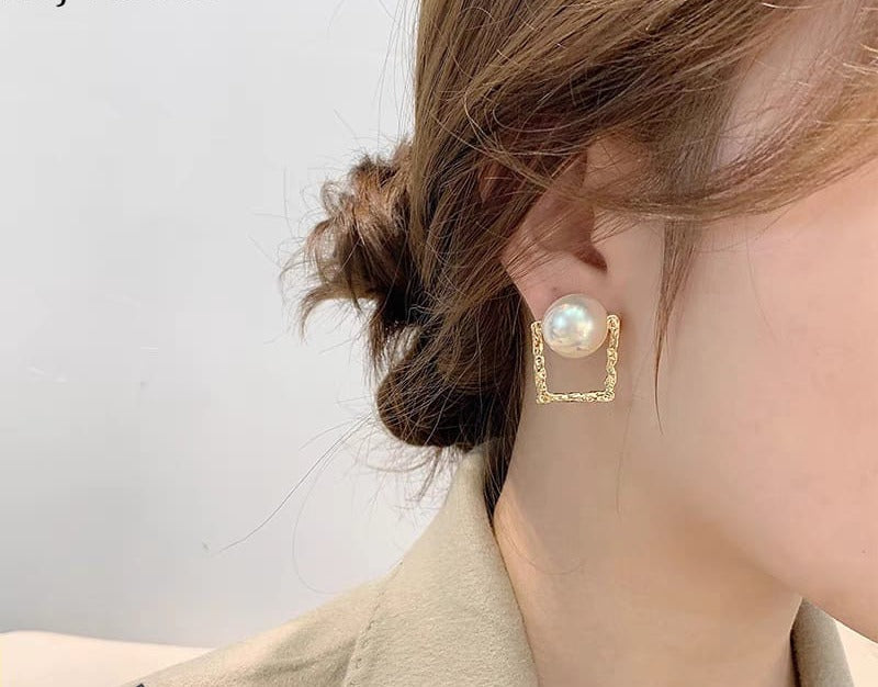 Korean Square Pearl Earrings | Casual & Ethnic Wear