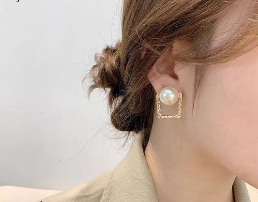 Korean Square Pearl Earrings | Casual & Ethnic Wear