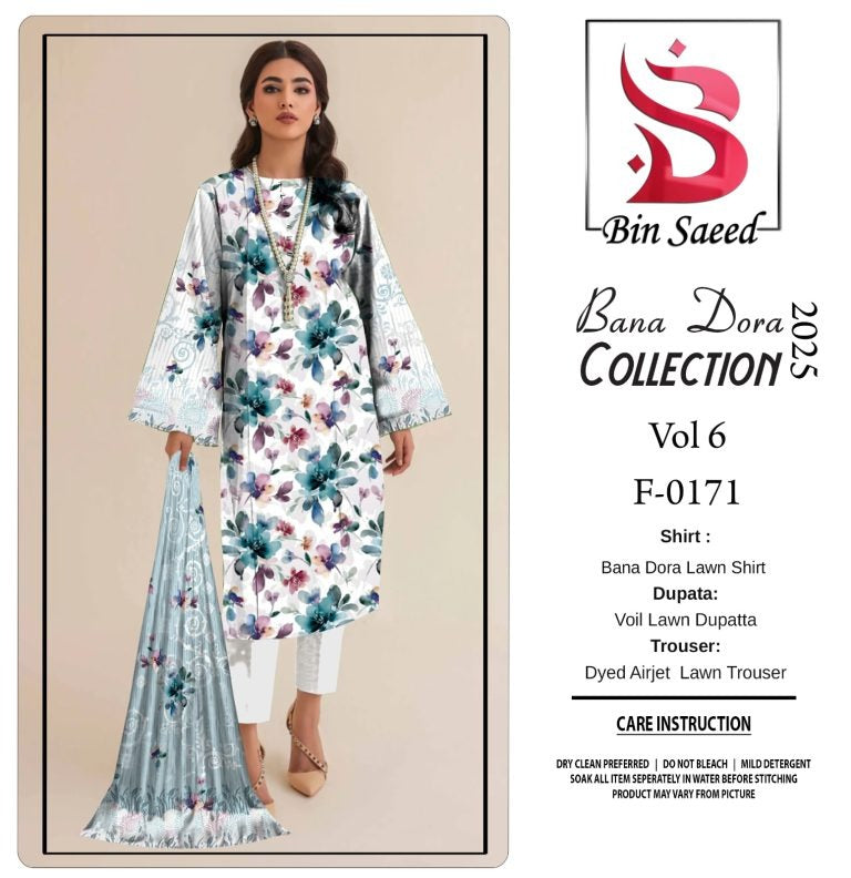 Binsaeed Bana Dora Lawn | 3-Piece Unstitched Suit ✨