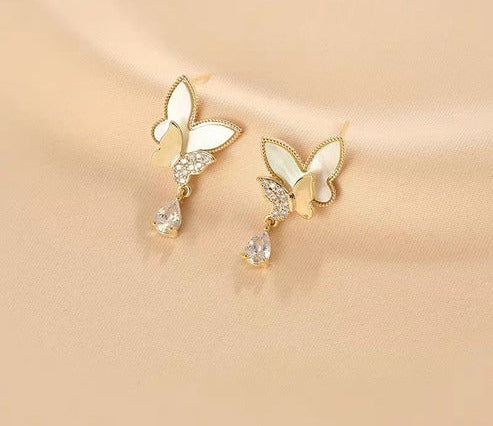 Double Butterfly Pearl Earrings | Women's Gift Jewelry